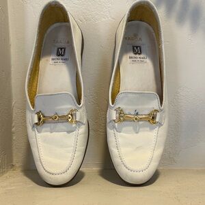 Bruno Magli White Loafers with Gold Detail Men’s